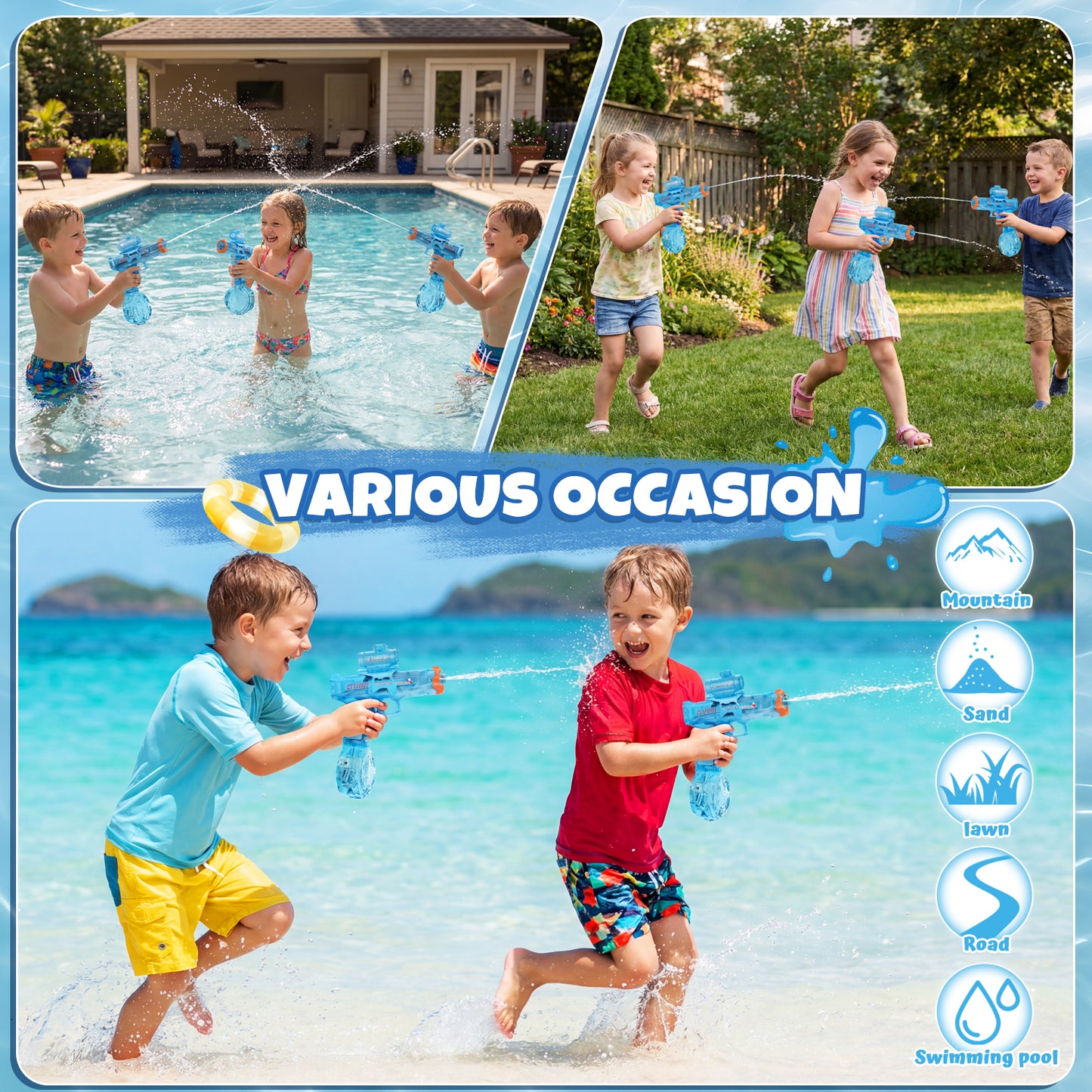 Electric Water Blaster for Kids, Transparent Automatic Water Squirter, High Powered Water Squirter, Long-Range Shooting Water Blaster Toys for Summer Pool Beach Yard Party Play