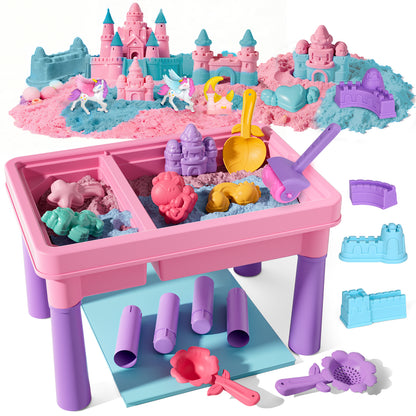 Sand Table for Kids, Sensory Table with Sand, Sensory Bin with Lid & 2.6lbs Play Sand, Unicorn Toys & Sand Toys, Sensory Toys Gifts for Toddler Boys Girls
