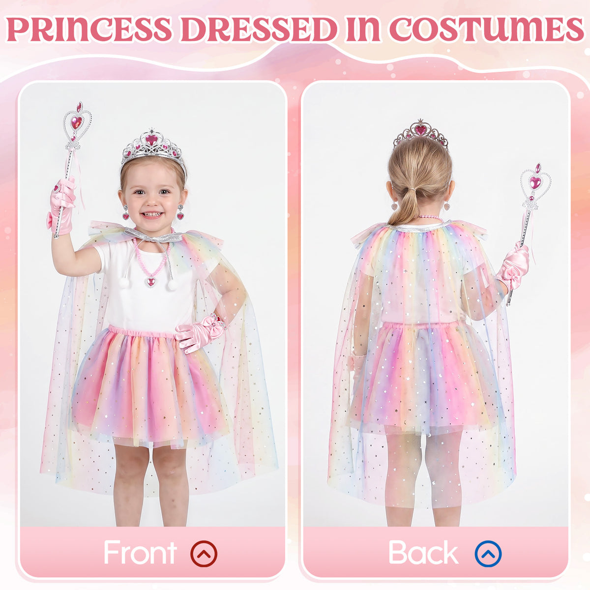 Princess Dress Up Toddler Girl Toys, Dress Up for Girls 3 4 5 6 Year Old, Princess Toys for Toddler Girls, Include Cloak, Gloves, Jewelry, Princess Wand... Birthday Gift for Girls (Unicorn)