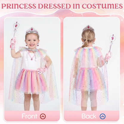 Princess Dress Up Toddler Girl Toys, Dress Up for Girls 3 4 5 6 Year Old, Princess Toys for Toddler Girls, Include Cloak, Gloves, Jewelry, Princess Wand... Birthday Gift for Girls (Unicorn)