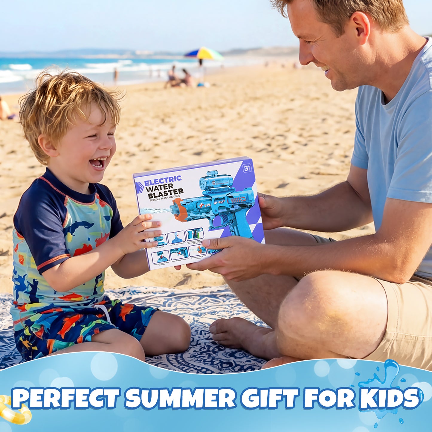 Electric Water Blaster for Kids, Transparent Automatic Water Squirter, High Powered Water Squirter, Long-Range Shooting Water Blaster Toys for Summer Pool Beach Yard Party Play