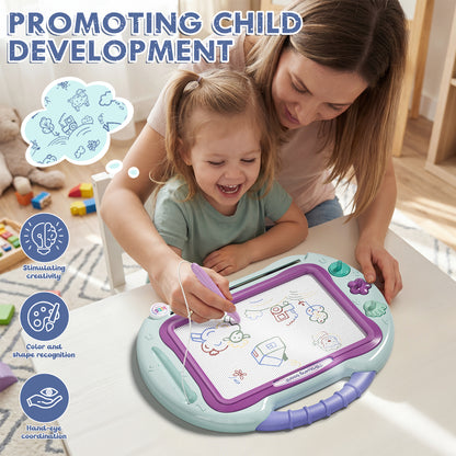 Magnetic Drawing Board, Toys for 2 Year Old Girls, Writing Board for Toddlers with 4 Stamps, Portable Doodle Board Pad, Learning Educational Toys for Toddlers 1 2 3 Year Old, Best Birthday Gifts