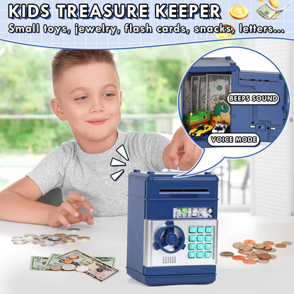 Piggy Banks for Kids, Money Bank, Piggy Bank for Boys Girls, Electronic Password Cash Coin Can ATM Bank with Auto Grab Bill Slot, Money Coin Saving Box for Kids, Perfect Gifts for Boys Girls