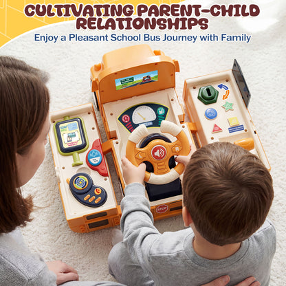 School Bus Toys with Sound & Story & Music, Toys for Boys 2 to 4 Years Old with Simulation Steering Wheel, Toddler Boy Toys age 3 5, Educational Learning Toys for Preschool, Best Gift for Boys Girls