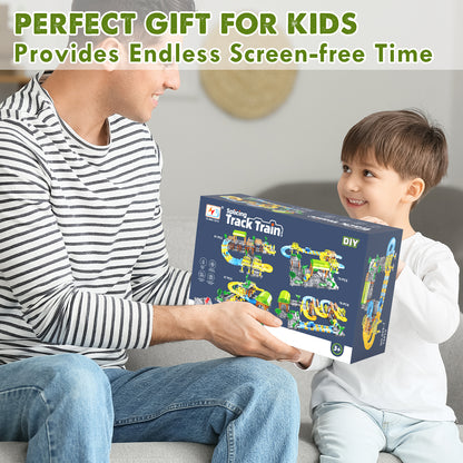 Train Set, 90 PCS Train Toys for 2 Year Old Boys, Toddler Toy Train with Train Tracks, with 2 Battery Powered Mini Train for Kids Ages 3+ Years, Best Birthday Gift for 2 3 4 5+ Years Old Boys Girls