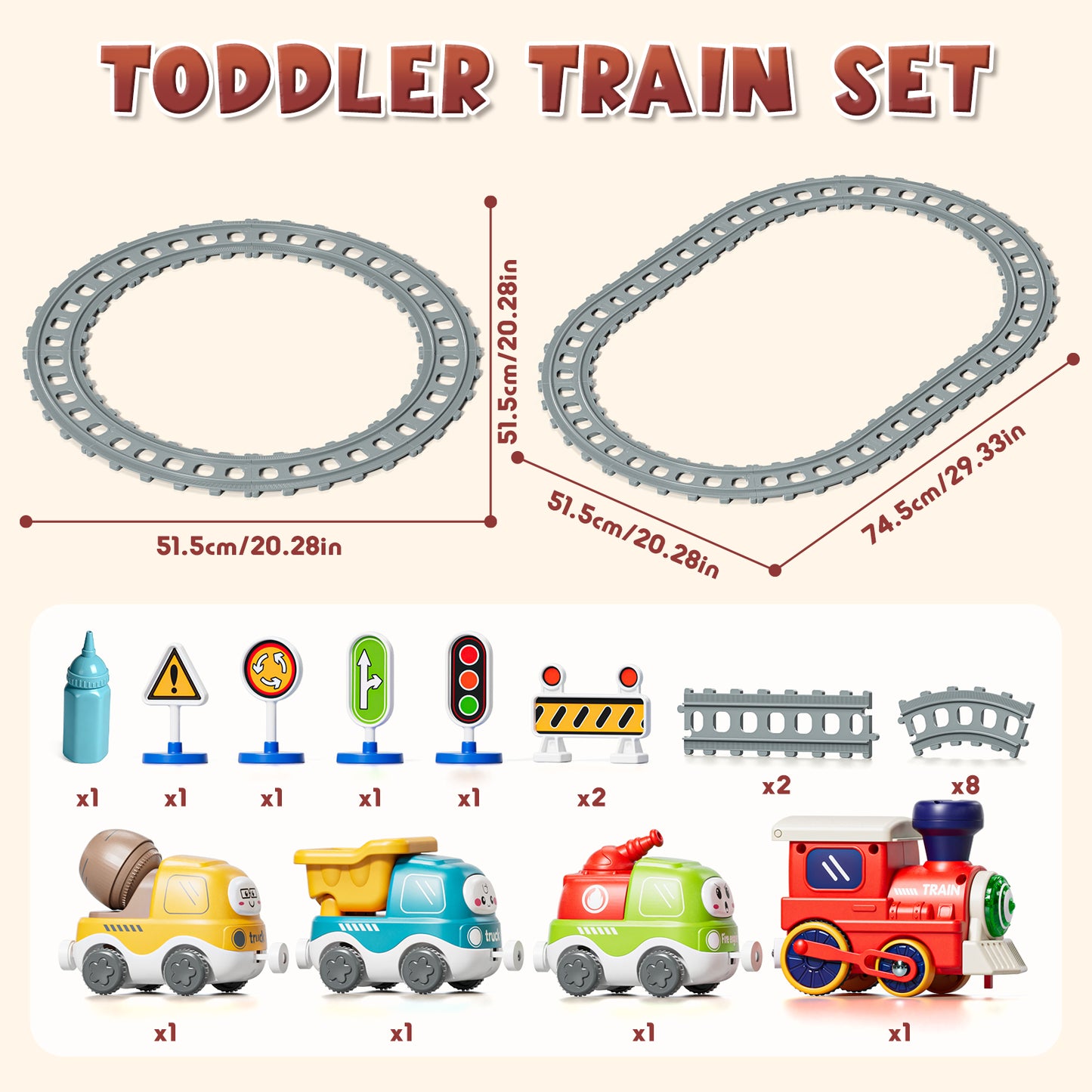 Toys for 1 2 3 Year Old Boys Girls, Train Set Toy Cars for Toddlers, Electric Train Tracks Playset with Steam, Lights & Music, Toddler Toys for 1+ Year Old Birthday Gifts