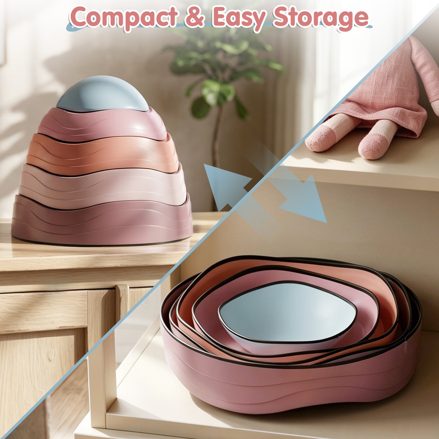 Stepping Stones for Kids, Upgraded Support Bones Toddler Stepping Stones, 5 Pcs Non-Slip Balance Stepping Stones, Up to 220lbs, Coordination Skills Sensory Toys for Ages 2 3 4 5 6+ Girls