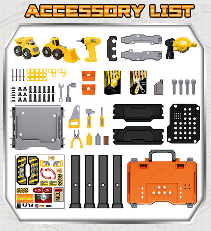 Kids Tool Bench Play Set, Educational Boy Toys, Kids Tool Set, Foldable Kids Workbench with Realistic Tools & Electric Drill & Take Apart Toy Cars, Construction Toys for Boys Age 2 3 Birthday Gifts