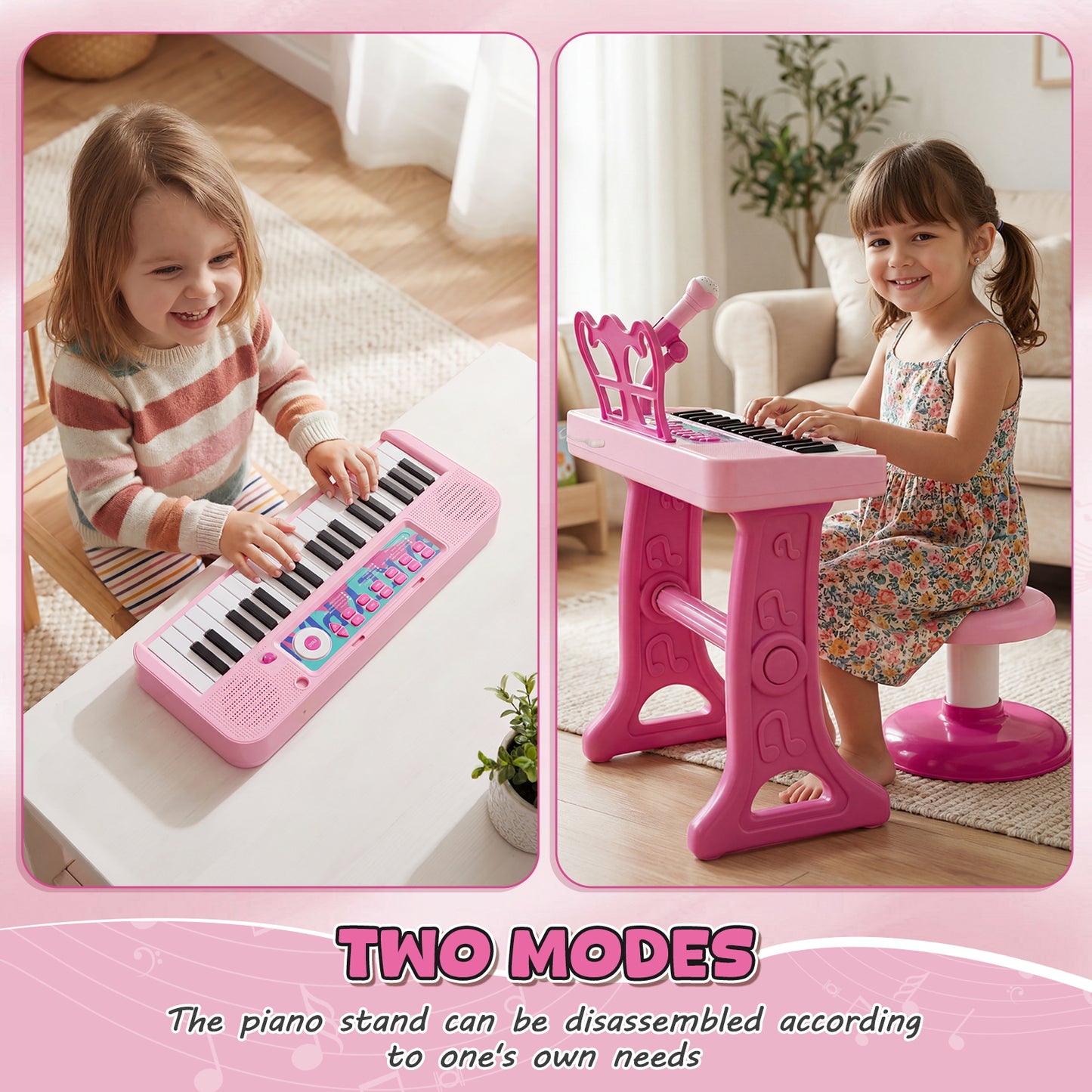 Keyboard Piano for Kids, Music Toys, Kids Piano with Microphone, Toddler Girl Toys, 37 Keys Musical Instruments for Toddlers, Birthday Gifts for 3 4 5 Year Old Girls