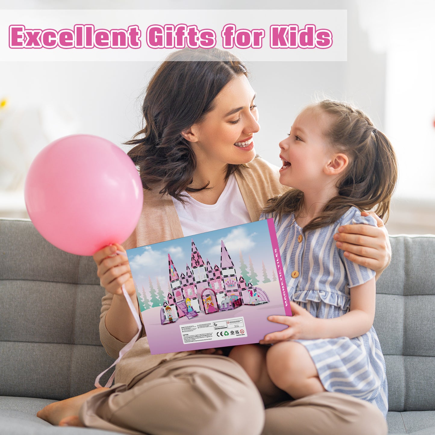 Magnetic Tiles, Princess Theme 58 PCS Magnetic Blocks, Montessori Learning Toys for 3 to 4 Year, Magnetic Construction Toys for Toddlers 3-6 Years Old, Educational Toys for Boys Girls