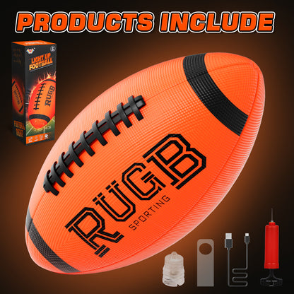 Glow in the Dark Football, USB Charge Light up Football Toys, Sport Toy for Boys, Bright Football for Night Outdoor Game, Outdoor Toys for Kids Teenagers Boys 8 10 11 12 15 Years Old, Birthday Gift