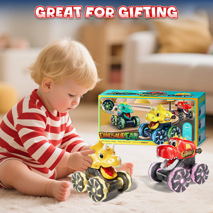 Toys for 1 2 3 Year Old Boys, Monster Truck for Toddler, Dinosaur Toy Cars with Cool Lightning Wheels For Toddlers 1-3, Press And Go Toy Cars, Pull Back Cars Baby Toys for 1+ Year Old Birthday Gifts