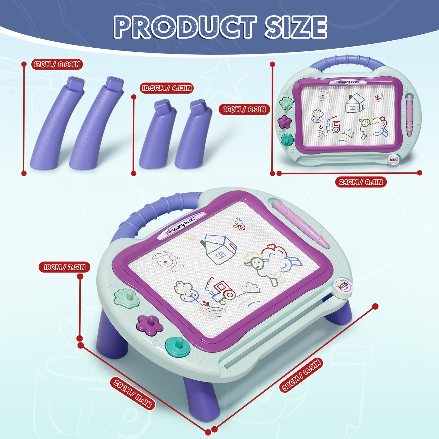 Magnetic Drawing Board, Toys for 2 Year Old Girls, Writing Board for Toddlers with 4 Stamps, Portable Doodle Board Pad, Learning Educational Toys for Toddlers 1 2 3 Year Old, Best Birthday Gifts