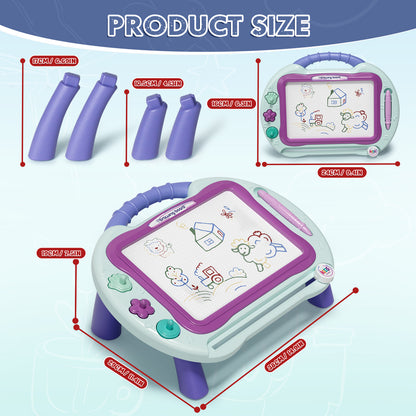 Magnetic Drawing Board, Toys for 2 Year Old Girls, Writing Board for Toddlers with 4 Stamps, Portable Doodle Board Pad, Learning Educational Toys for Toddlers 1 2 3 Year Old, Best Birthday Gifts