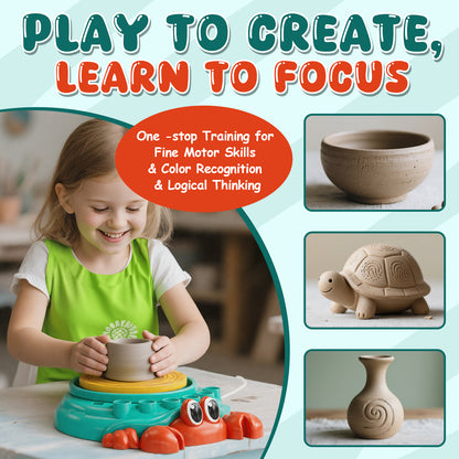 Pottery Wheel for Kids, Complete Kids Pottery Wheel Kit Arts and Crafts for Kids Ages 8-12, with 2 Packs Clay, Painting and Sculpting Tools, Ideal Birthday Christmas Gifts Toys for 6 7 8 9 10 11 12+
