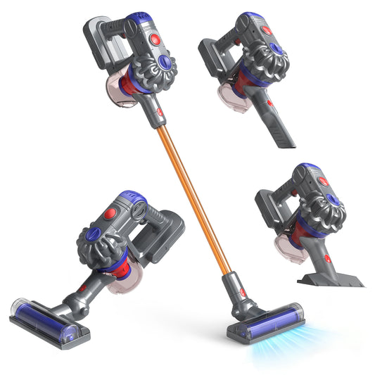Toy Vacuum Cleaner for Kids, Pretend Play, Kids Vacuum Cleaner with 3 Converter Heads, Toddler Vacuum with Real Suction Power, Housekeeping Set Preschool Toy for Toddlers Boys Girls Age 2 3 4+