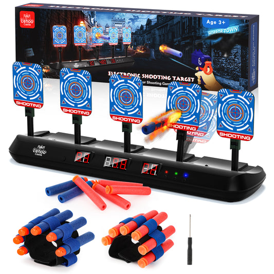 Shooting Targets for Nerf, with Auto-Reset, 5 Electronic Digital Scoring Target with Toy Gun