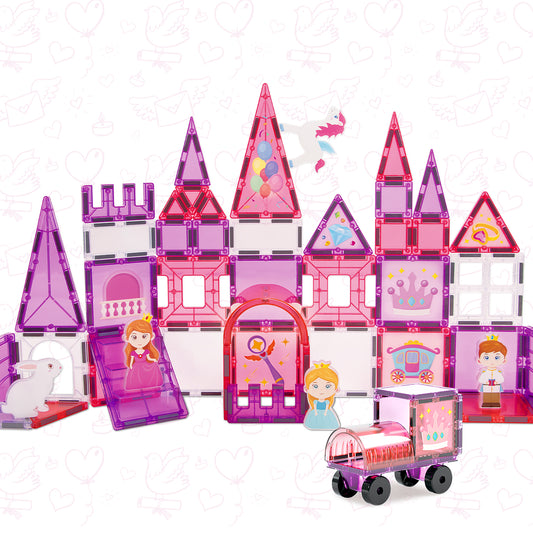 Magnetic Tiles, Princess Theme 58 PCS Magnetic Blocks, Montessori Learning Toys for 3 to 4 Year, Magnetic Construction Toys for Toddlers 3-6 Years Old, Educational Toys for Boys Girls