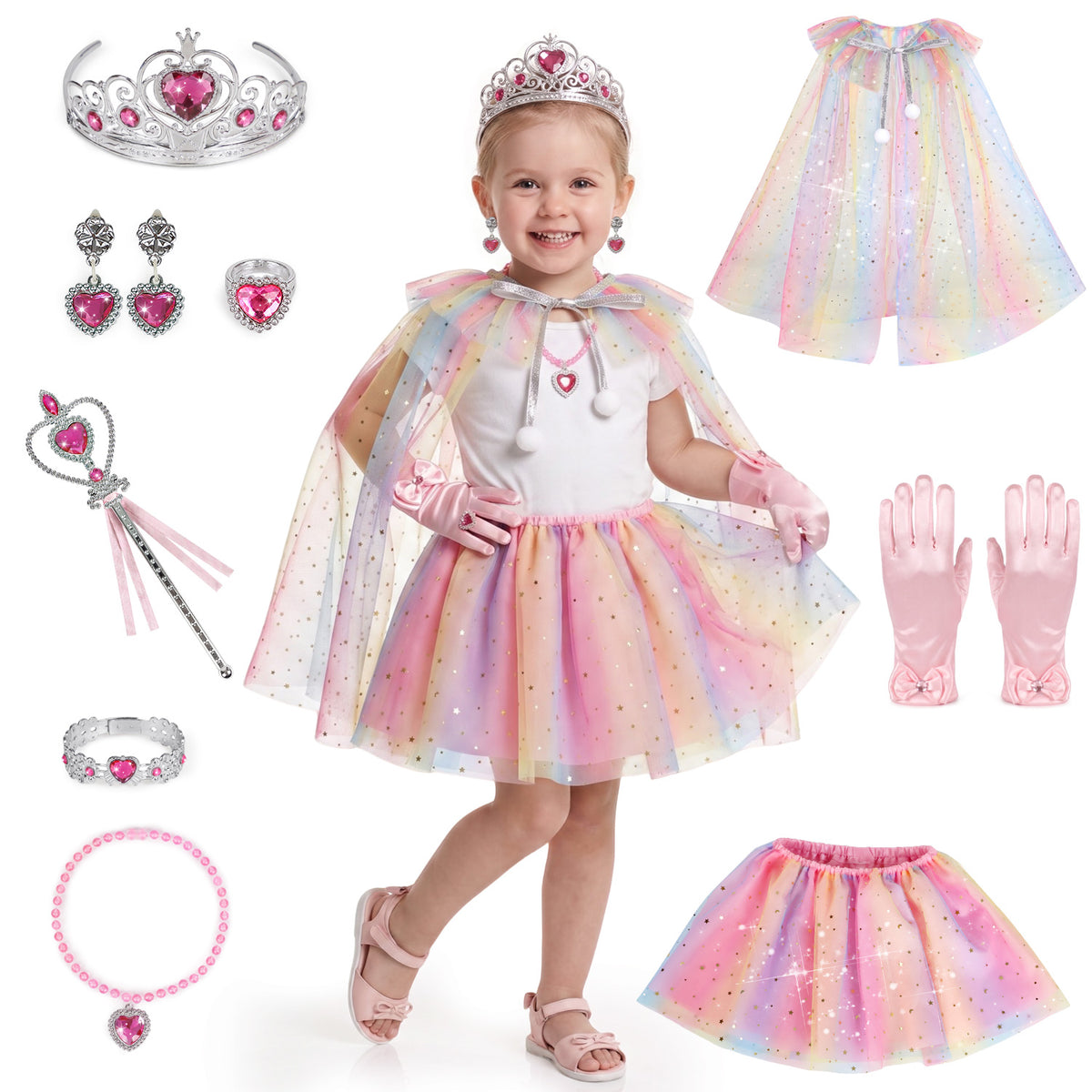 Princess Dress Up Toddler Girl Toys, Dress Up for Girls 3 4 5 6 Year Old, Princess Toys for Toddler Girls, Include Cloak, Gloves, Jewelry, Princess Wand... Birthday Gift for Girls (Unicorn)