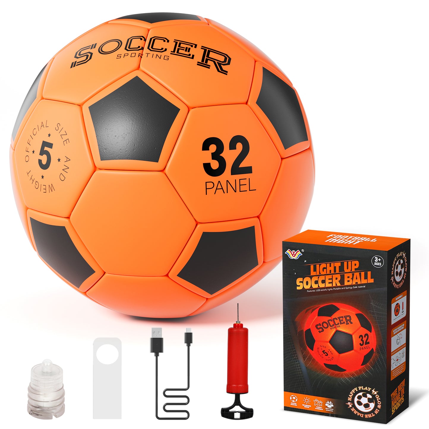 Glow in the Dark Ball, USB Charge Light up Kid Soccer Ball, Sport Toy for Boys, Bright Soccer Ball for Night Outdoor Game, Outdoor Toys for Kids Teenagers Boys 8 10 11 12 15 Years Old, Birthday Gift