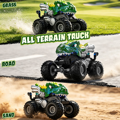 Dinosaur Remote Control Cars for Toddlers, Remote Control Monster Truck for Boys, Lighting Rc Stunt Car Dinosaur Toys Cars with LED Lights & Spray for Kids Age 4 5 6 7 8 9 10 11 12