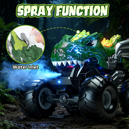 Dinosaur Remote Control Cars for Toddlers, Remote Control Monster Truck for Boys, Lighting Rc Stunt Car Dinosaur Toys Cars with LED Lights & Spray for Kids Age 4 5 6 7 8 9 10 11 12