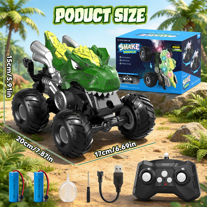 Dinosaur Remote Control Cars for Toddlers, Remote Control Monster Truck for Boys, Lighting Rc Stunt Car Dinosaur Toys Cars with LED Lights & Spray for Kids Age 4 5 6 7 8 9 10 11 12