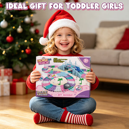 Race Car Track Set, Unicorn Toys for Girls 3-5, 194 PCS Race Track for Girls with 2 Unicorn Cars Toy, Car Race Track for Toddlers 3 4 5 6 Years Old, Mini Monster Truck for Boys Girls Birthday Gifts