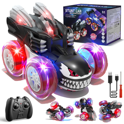 Remote Control Cars, RC Cars Toys for Boys 3 4 5 6 7 8 9 10 Year Old Girls Boys, 2.4Ghz Fast Stunt with Cool Lights for Boys Kids Age 5-7 Outdoor Toys Birthday Christmas Gifts