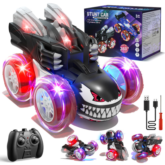 Remote Control Cars, RC Cars Toys for Boys 3 4 5 6 7 8 9 10 Year Old Girls Boys, 2.4Ghz Fast Stunt with Cool Lights for Boys Kids Age 5-7 Outdoor Toys Birthday Christmas Gifts
