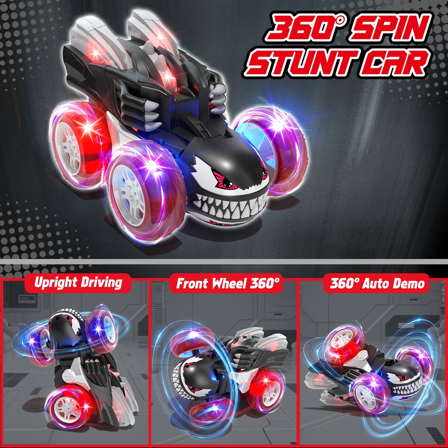 Remote Control Cars, RC Cars Toys for Boys 3 4 5 6 7 8 9 10 Year Old Girls Boys, 2.4Ghz Fast Stunt with Cool Lights for Boys Kids Age 5-7 Outdoor Toys Birthday Christmas Gifts