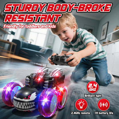 Remote Control Cars, RC Cars Toys for Boys 3 4 5 6 7 8 9 10 Year Old Girls Boys, 2.4Ghz Fast Stunt with Cool Lights for Boys Kids Age 5-7 Outdoor Toys Birthday Christmas Gifts