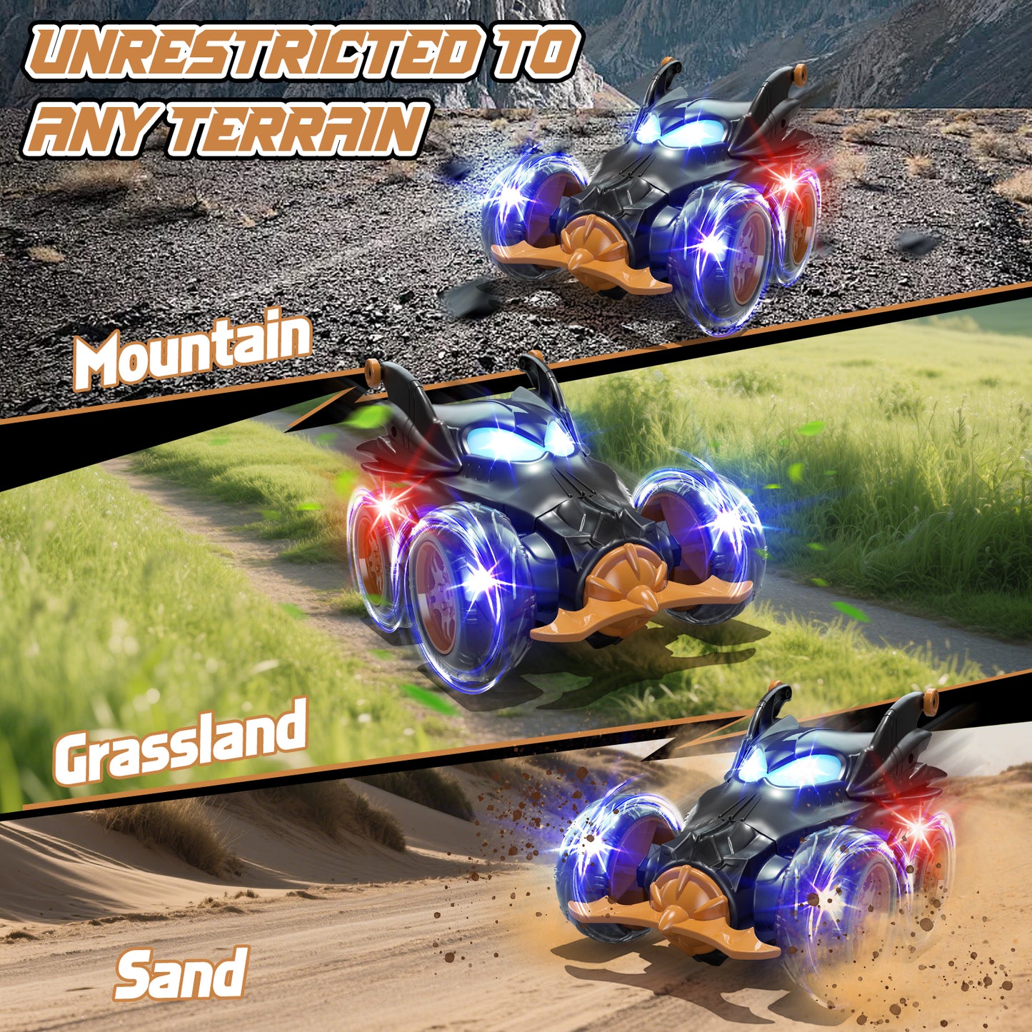 Remote Control Cars, RC Cars Toys for Boys 3 4 5 6 7 8 9 10 Year Old Girls Boys, 2.4Ghz Fast Stunt with Cool Lights for Boys Kids Age 5-7 Outdoor Toys Birthday Christmas Gifts