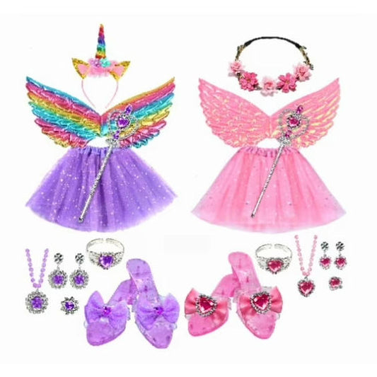 Princess Dress Up Toddler Girl Toys, Dress Up for Girls 3 4 5 6 Year Old, Princess Toys for Toddler Girls, Upgraded with Wings, Include Jewelry, Shoes, Princess Wand... Birthday Gift for Girls
